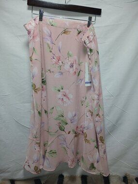 NWT Alfred Dunner Floral Textured Georgette Skirt Pink Multicolor Size 18